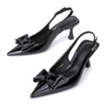 Zelaprox Pointed Toe Slingback Pumps with Adjustable Buckle & Bow - Image 2