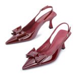Zelaprox Pointed Toe Slingback Pumps with Adjustable Buckle & Bow - Image 3