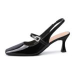 Zelaprox Square Toe Kitten Heels | Mary Jane Pumps with Buckle Strap - Image 14