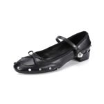 Gothic & Punk Style Mary Janes with Studs and Square Toe