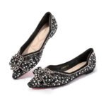 Zelaprox Dressy Comfort Flats for Women - Silver Bowknot