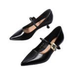Vintage-Inspired Mary Jane Pumps with Low Kitten Heel