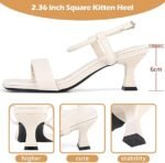 Zelaprox Square Toe Kitten Heels | Ankle Strap Sandals - Image 3