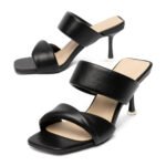 Zelaprox Square Toe Kitten Heel Mules & Slide Sandals