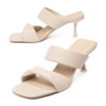 Zelaprox Square Toe Kitten Heel Mules & Slide Sandals - Image 2