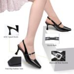 Zelaprox Square Toe Kitten Heels | Mary Jane Pumps with Buckle Strap - Image 11