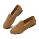 Zelaprox Women's Suede Penny Loafers for Office & Casual