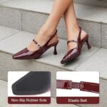 Zelaprox Square Toe Kitten Heels | Mary Jane Pumps with Buckle Strap - Image 13